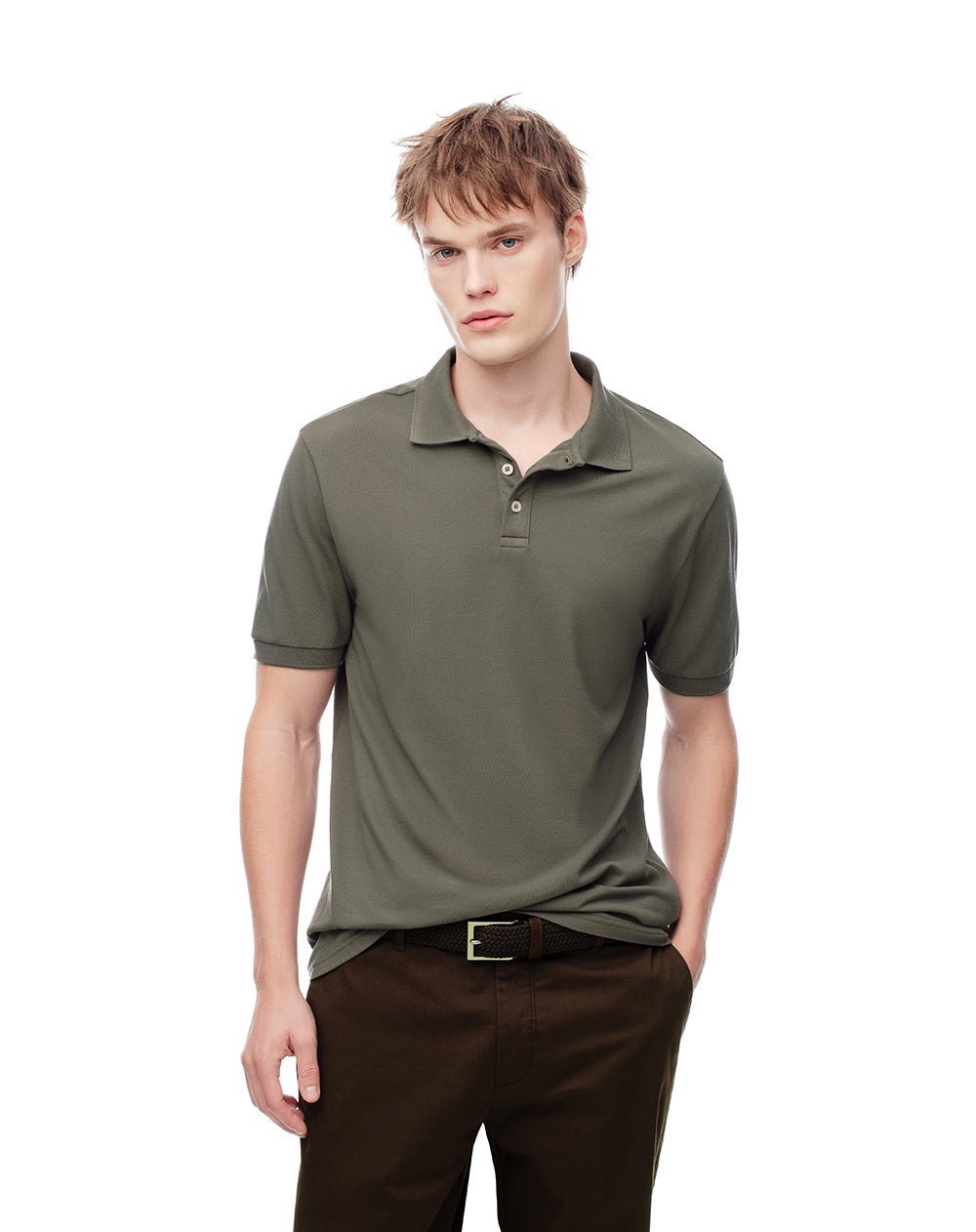 Polo regular algodón verde hombre