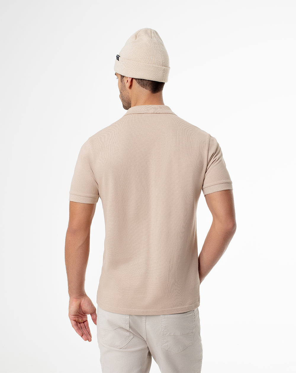 Polo slim algodón caqui hombre