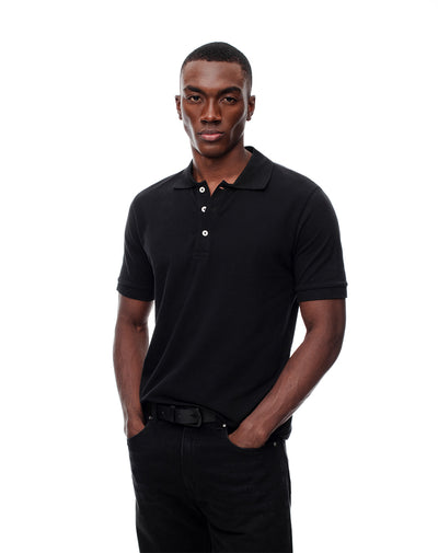 Polo slim algodón negra hombre