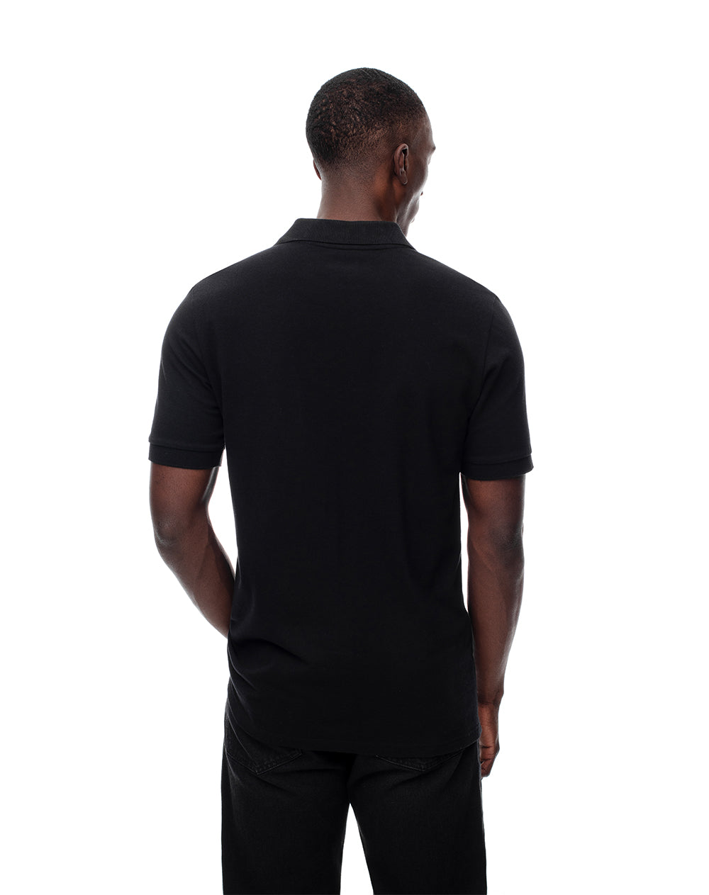 Polo slim algodón negra hombre