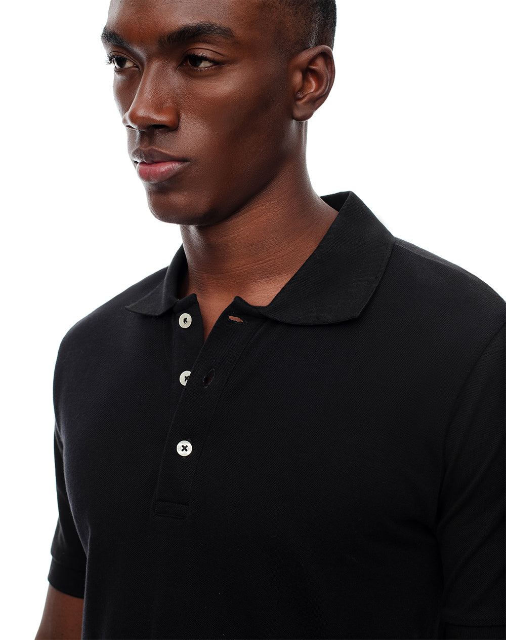 Polo slim algodón negra hombre