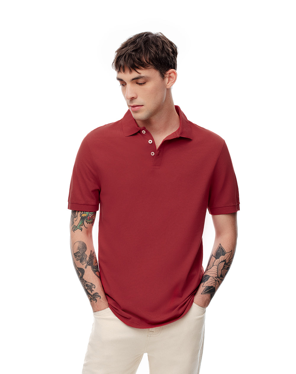 Polo slim fit roja