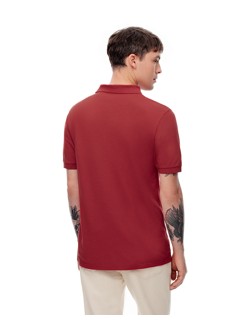 Polo slim algodón roja hombre