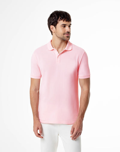 Polo slim algodón rosada hombre