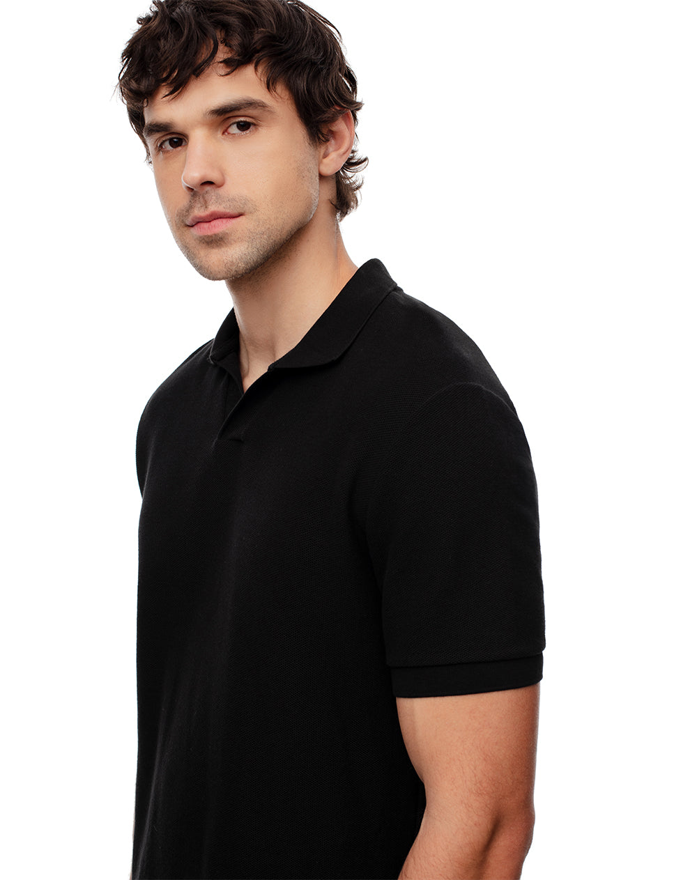 Polo regular algodón negra hombre