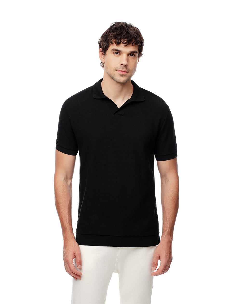 Polo regular algodón negra hombre