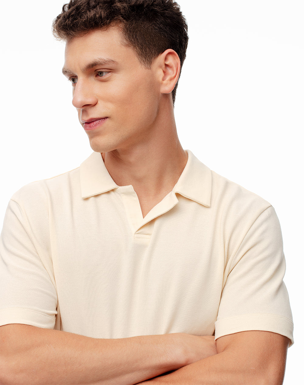 Polo regular algodón crema hombre