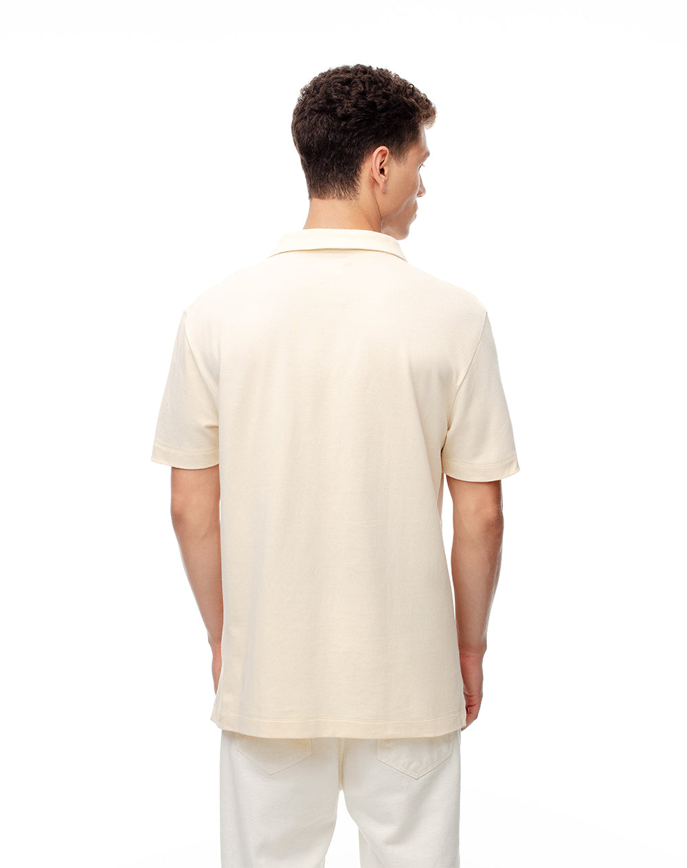 Polo regular algodón crema hombre