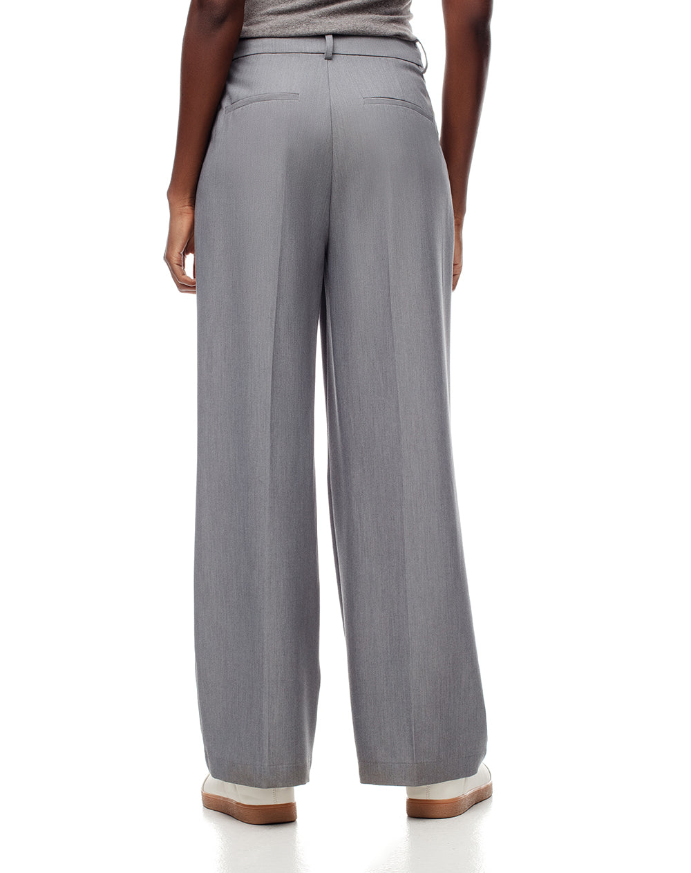 Pantalón wide leg tiro alto gris mujer