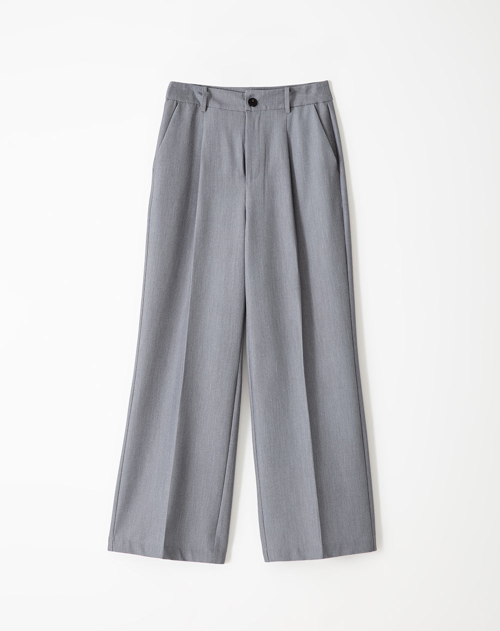 Pantalón wide leg tiro alto gris mujer