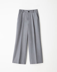 Pantalón wide leg tiro alto gris mujer