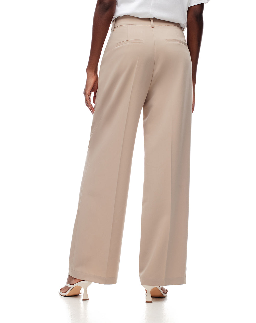 Pantalón wide leg tiro alto caqui mujer