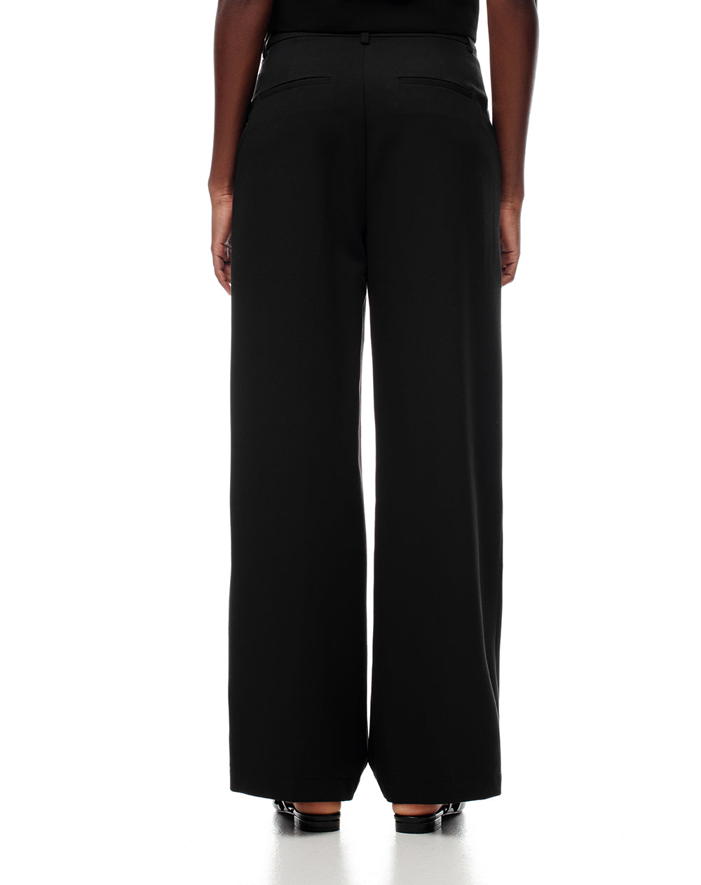 Pantalón wide leg tiro alto negro mujer