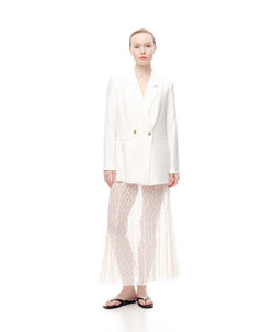 Falda midi tiro alto encaje vainilla mujer