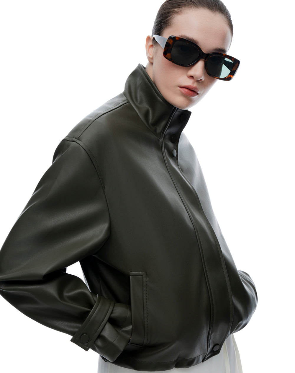 Chaqueta regular fit sin capucha verde