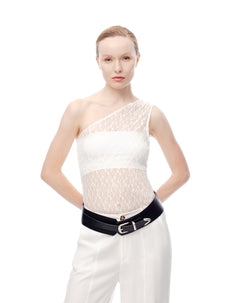 Body encaje asimétrico habano mujer