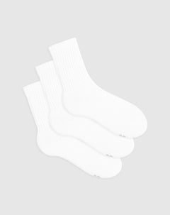 Medias hombre largas algodón pack x3 blancas