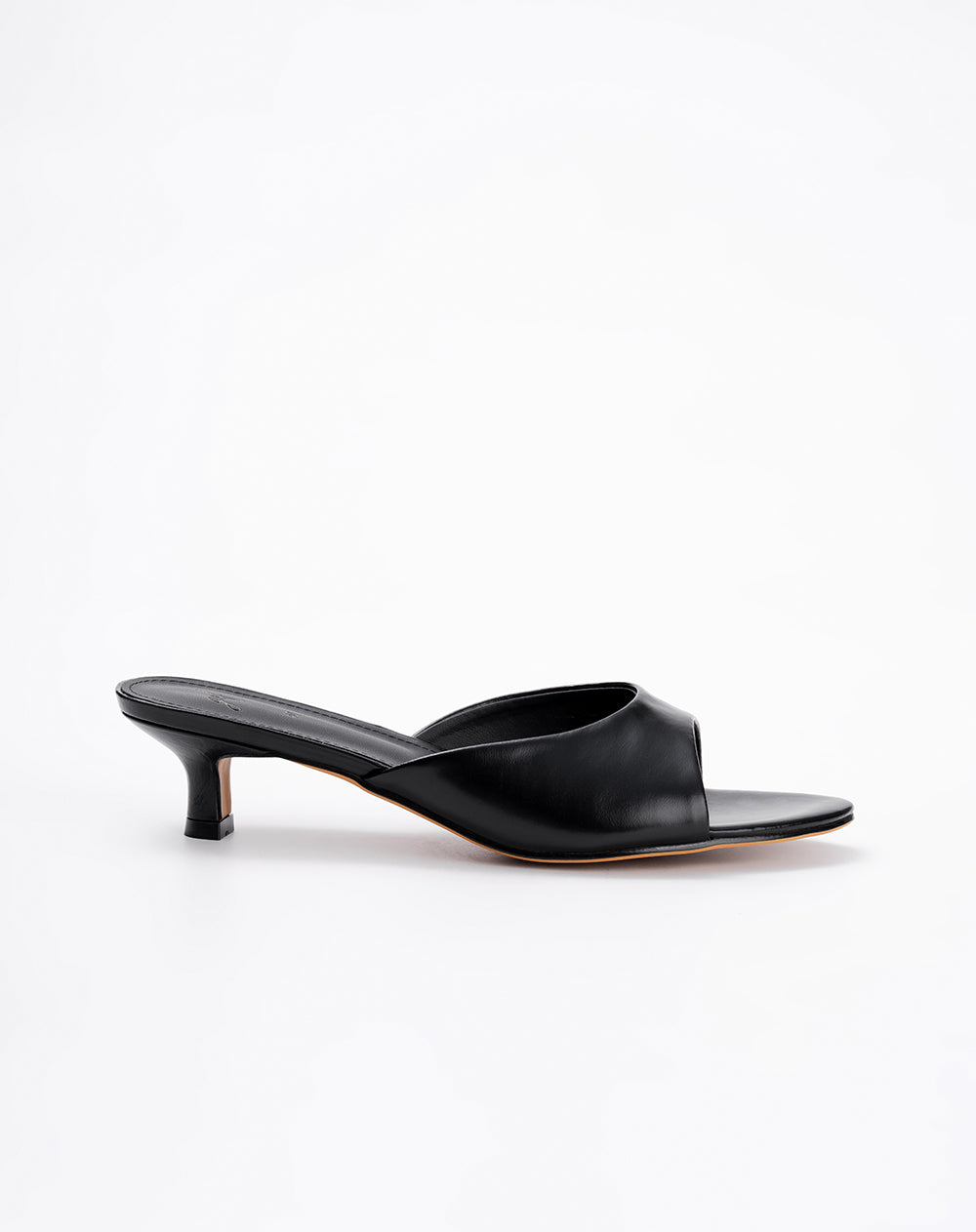 Sandalias mule de tacón bajo negro mujer