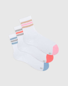 Medias para niña largas algodón pack x3unds blancas