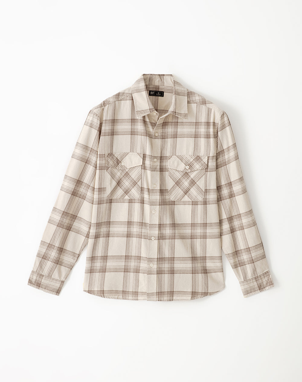 Camisa manga larga regular algodón cuadros hombre