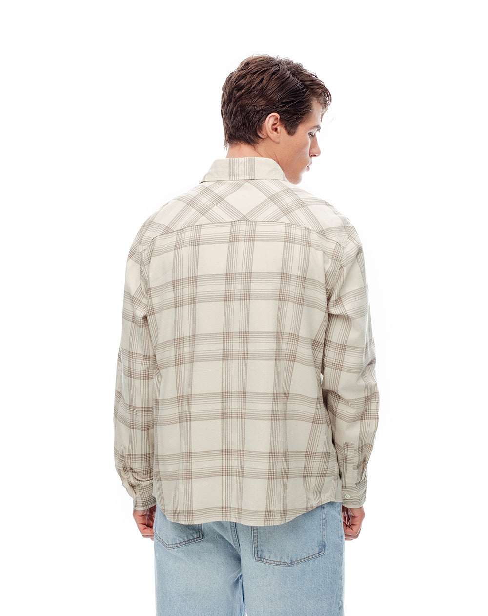 Camisa manga larga regular algodón cuadros hombre