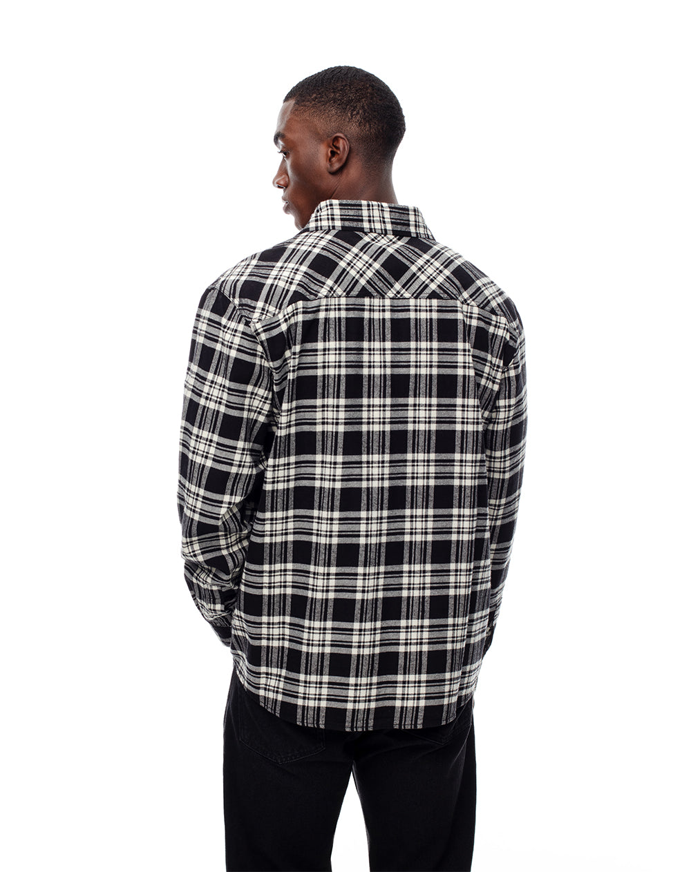 Camisa manga larga regular algodón cuadros hombre