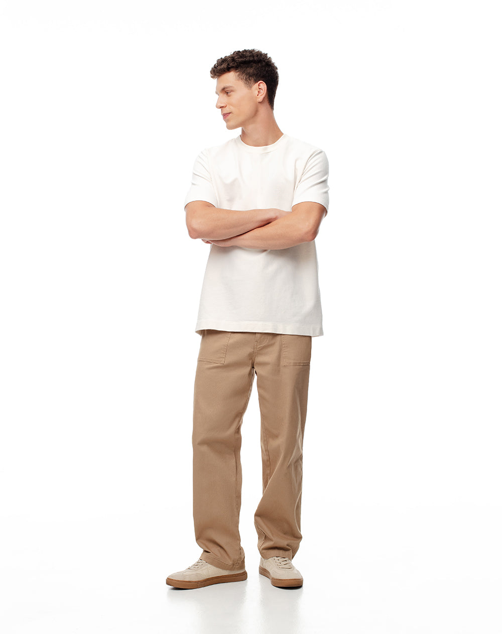 Pantalón regular algodón caqui hombre