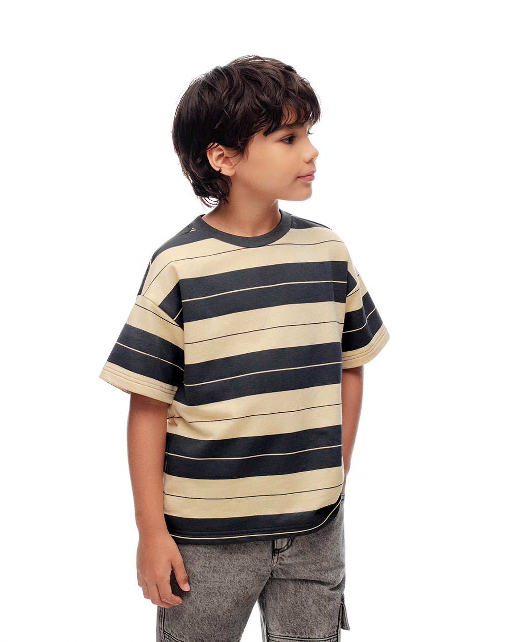 Camiseta regular algodón rayas niño