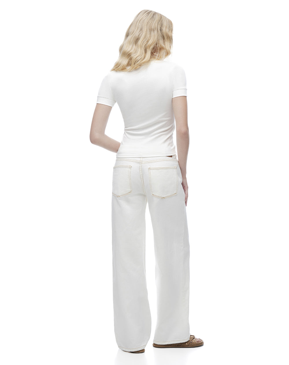 Camiseta regular manga corta blanca mujer