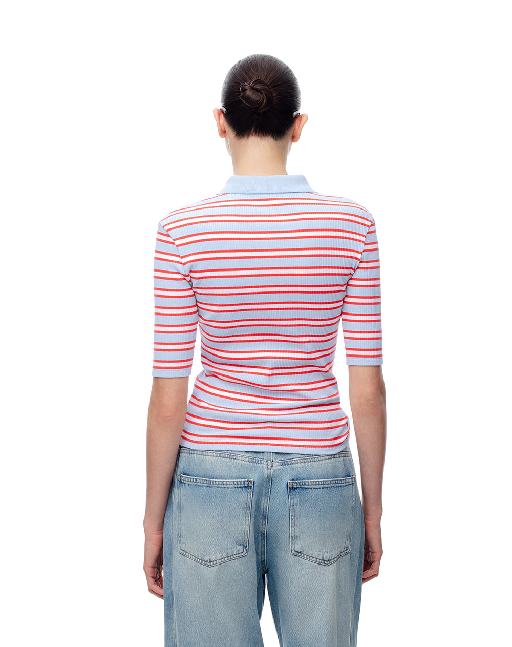 Polo fitted fit azul con rayas