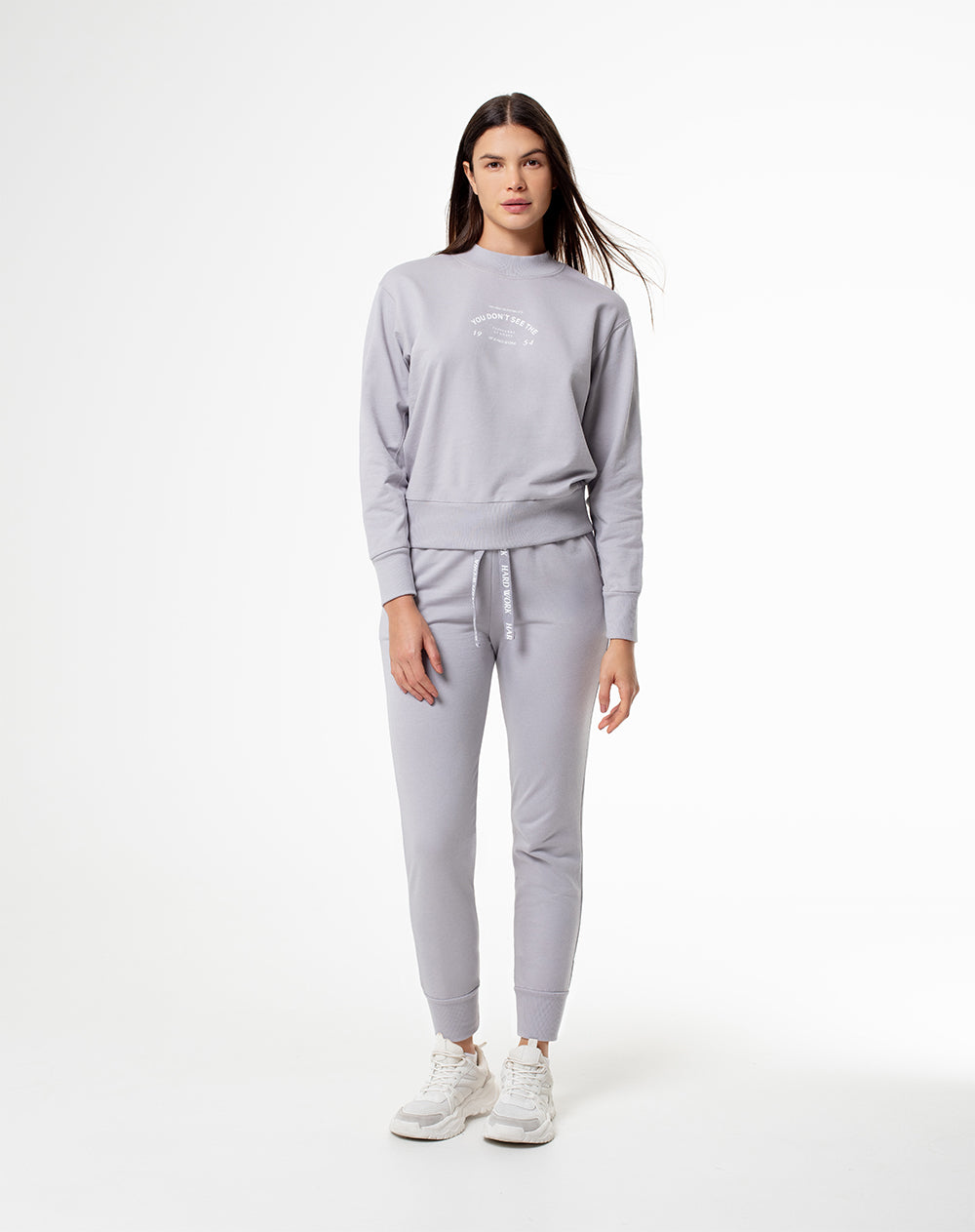 Buzo algodón sostenible holgado gris para mujer