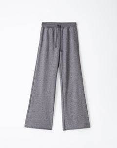 Pantalón relax tiro medio algodón gris mujer