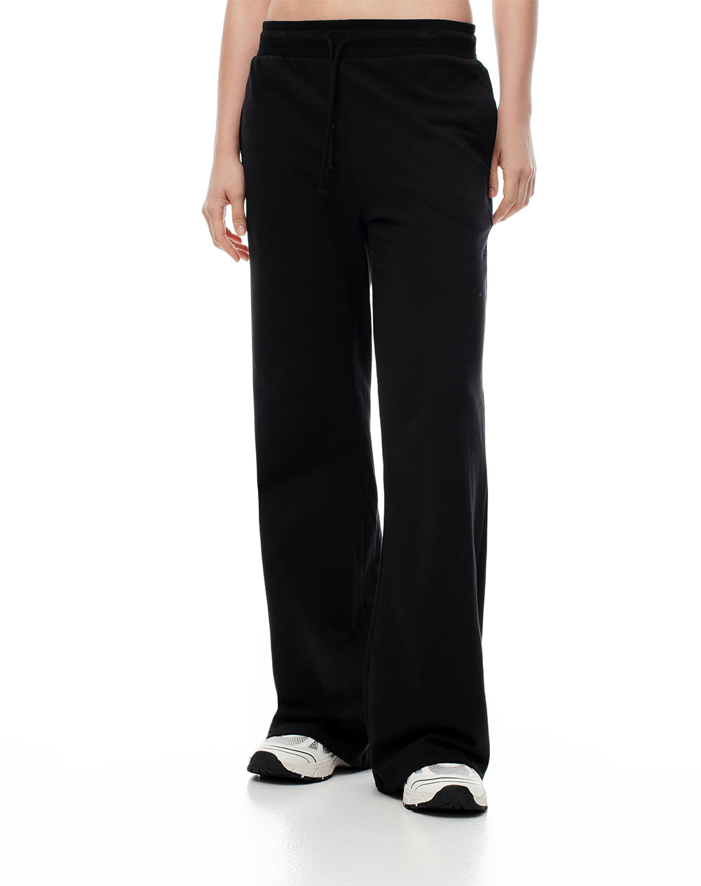 Pantalón relax tiro medio algodón negro mujer