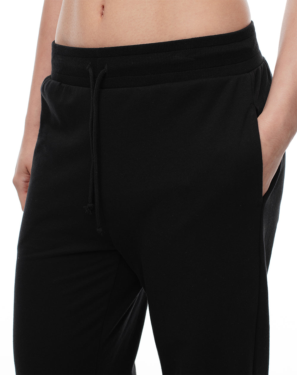 Pantalón relax tiro medio algodón negro mujer