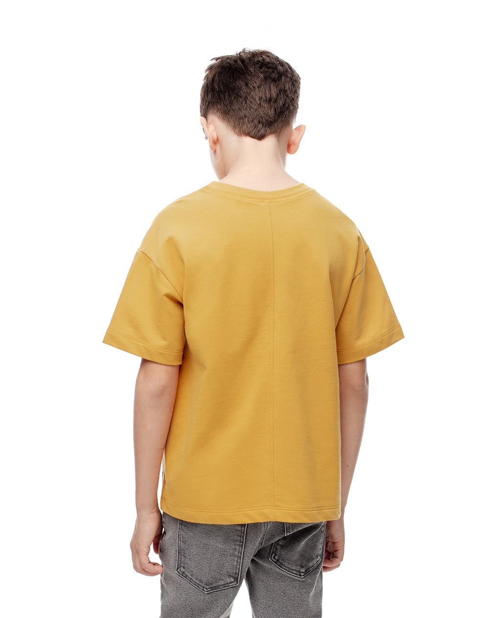 Camiseta regular algodón mostaza niño