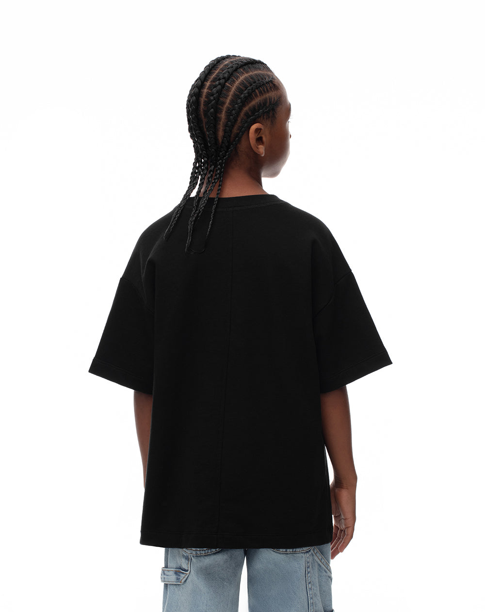 Camiseta oversize algodón negra estampada niño