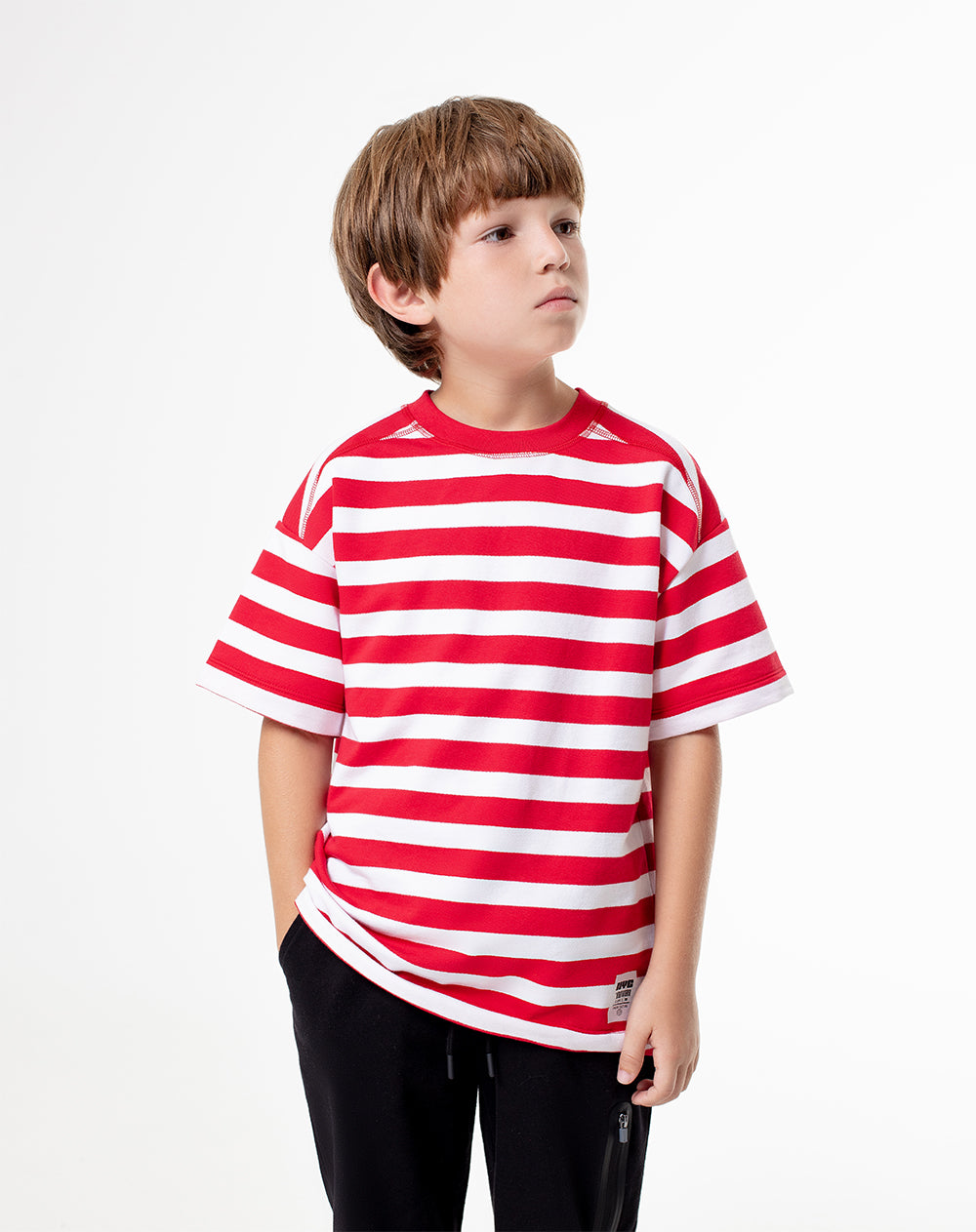 Camiseta oversize algodón rayas niño