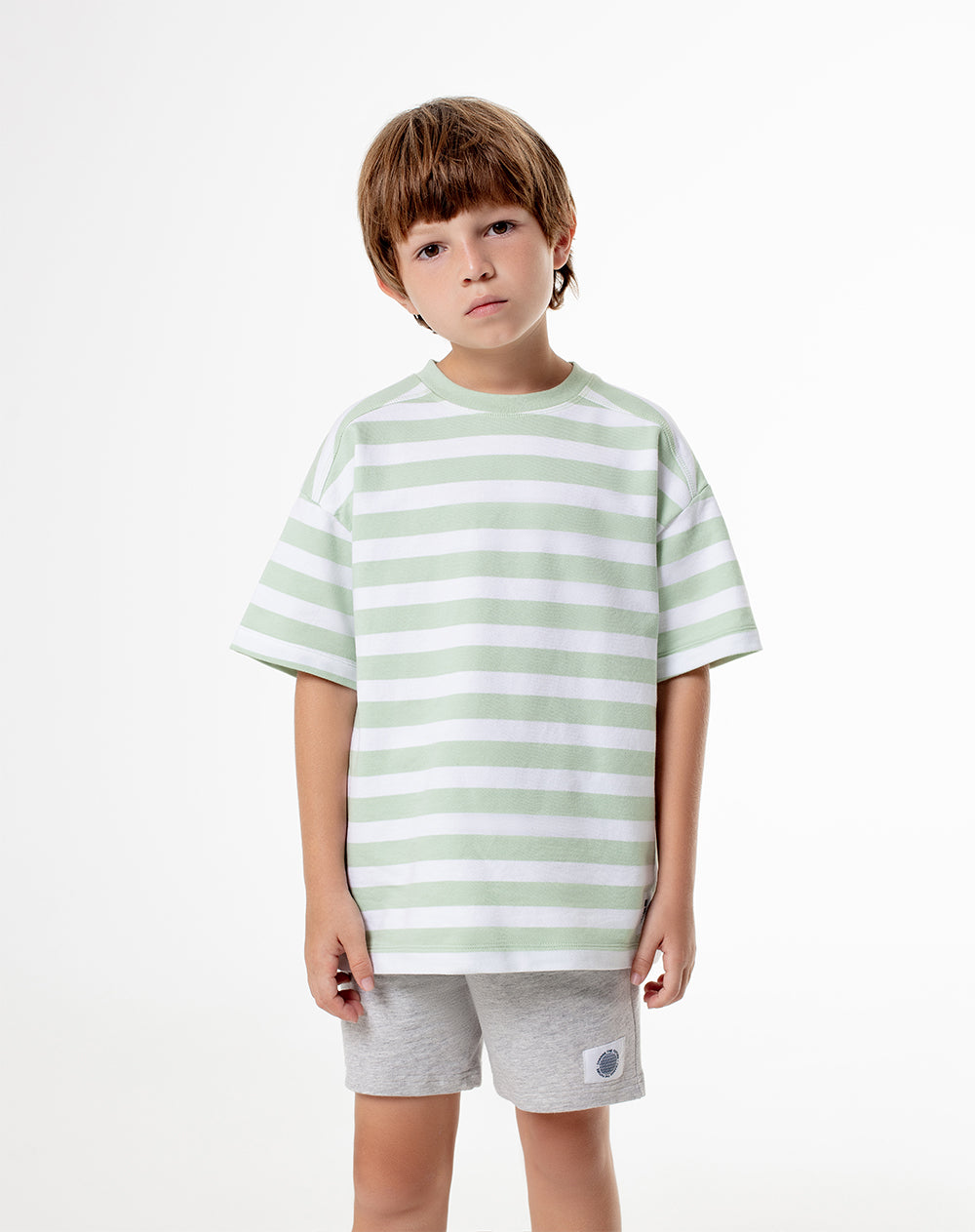 Camiseta oversize algodón rayas niño