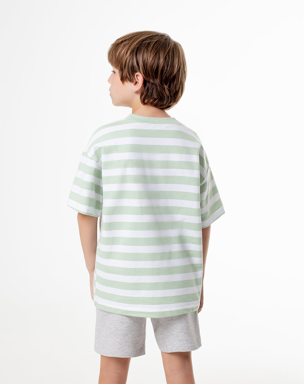 Camiseta oversize algodón rayas niño