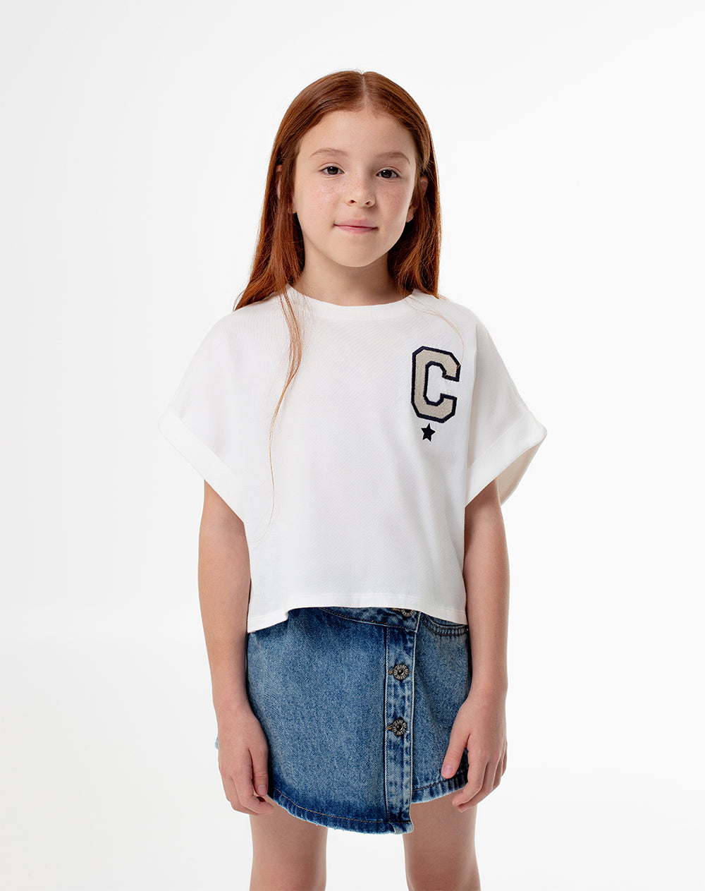 Camiseta regular algodón blanca niña
