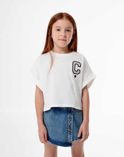 Camiseta regular algodón blanca niña