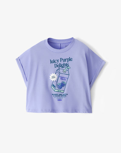 Camiseta relaxed fit manga corta lavanda