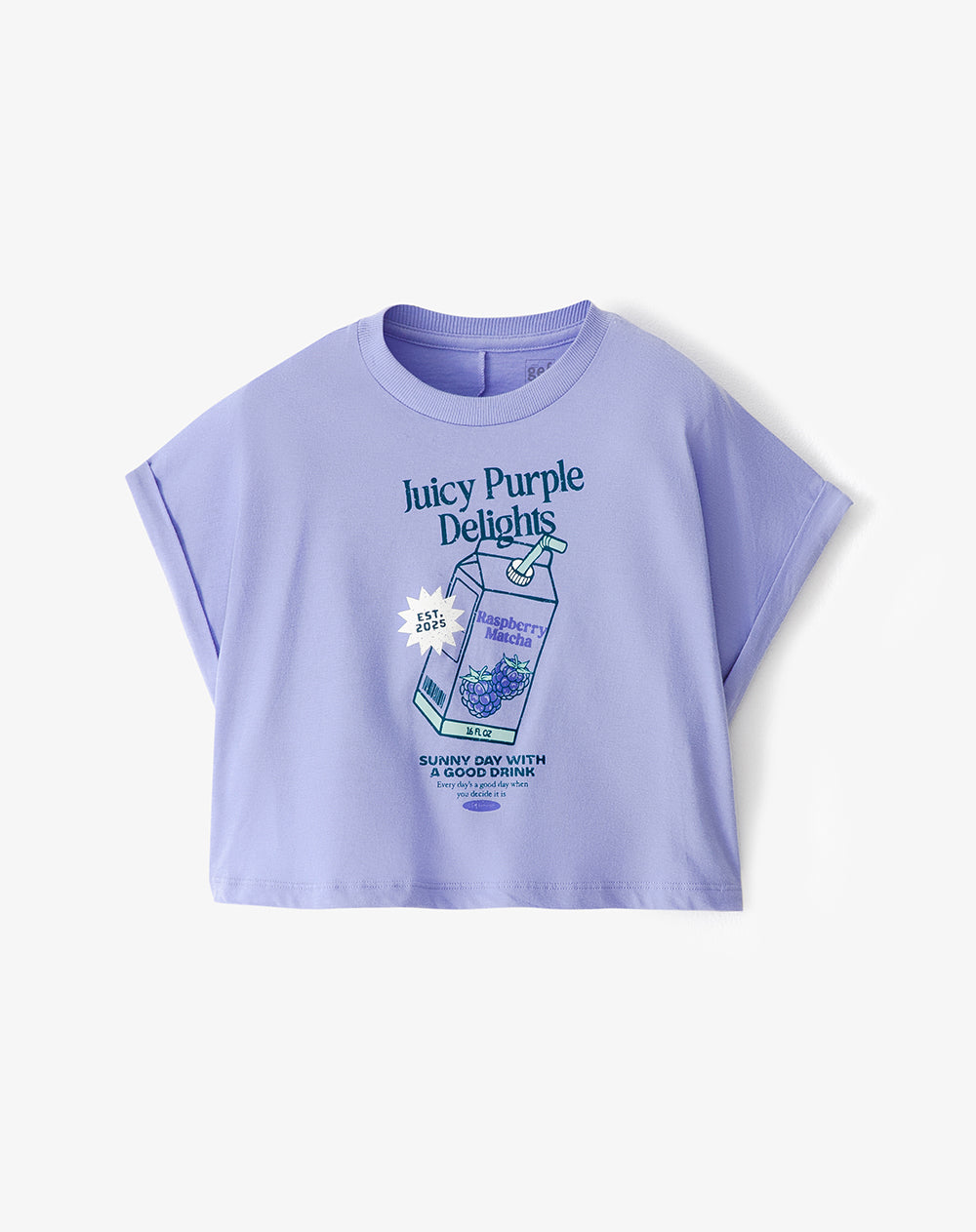 Camiseta regular algodón morada estampada niña
