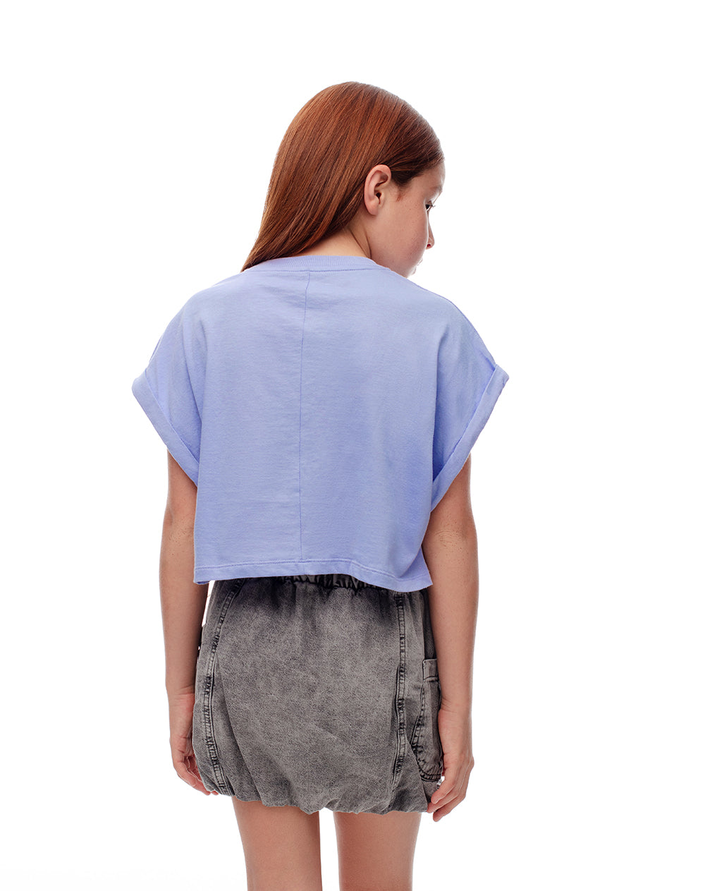 Camiseta regular algodón morada estampada niña