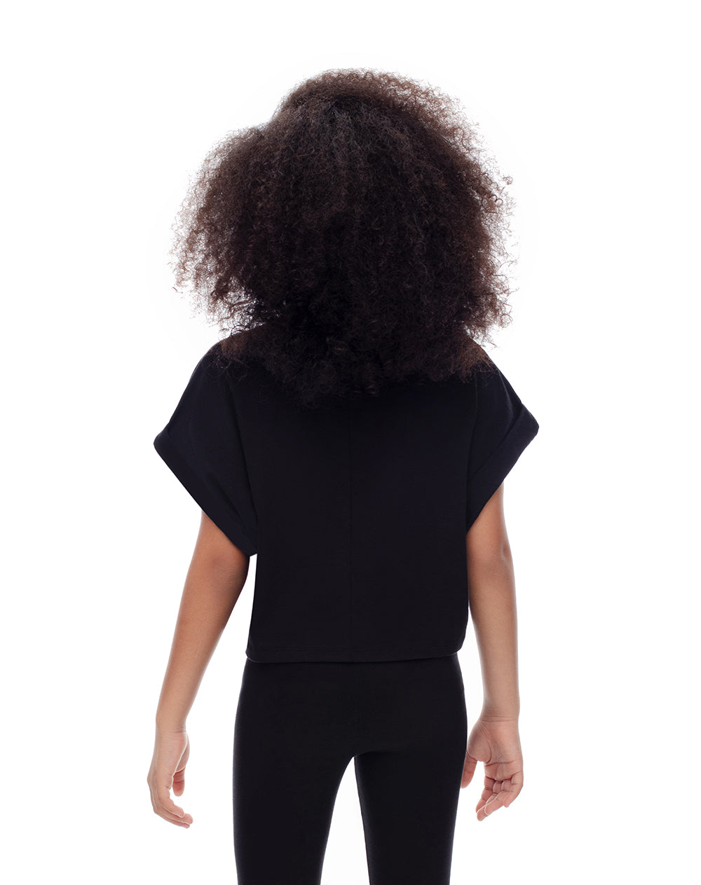 Camiseta regular algodón negra estampada niña