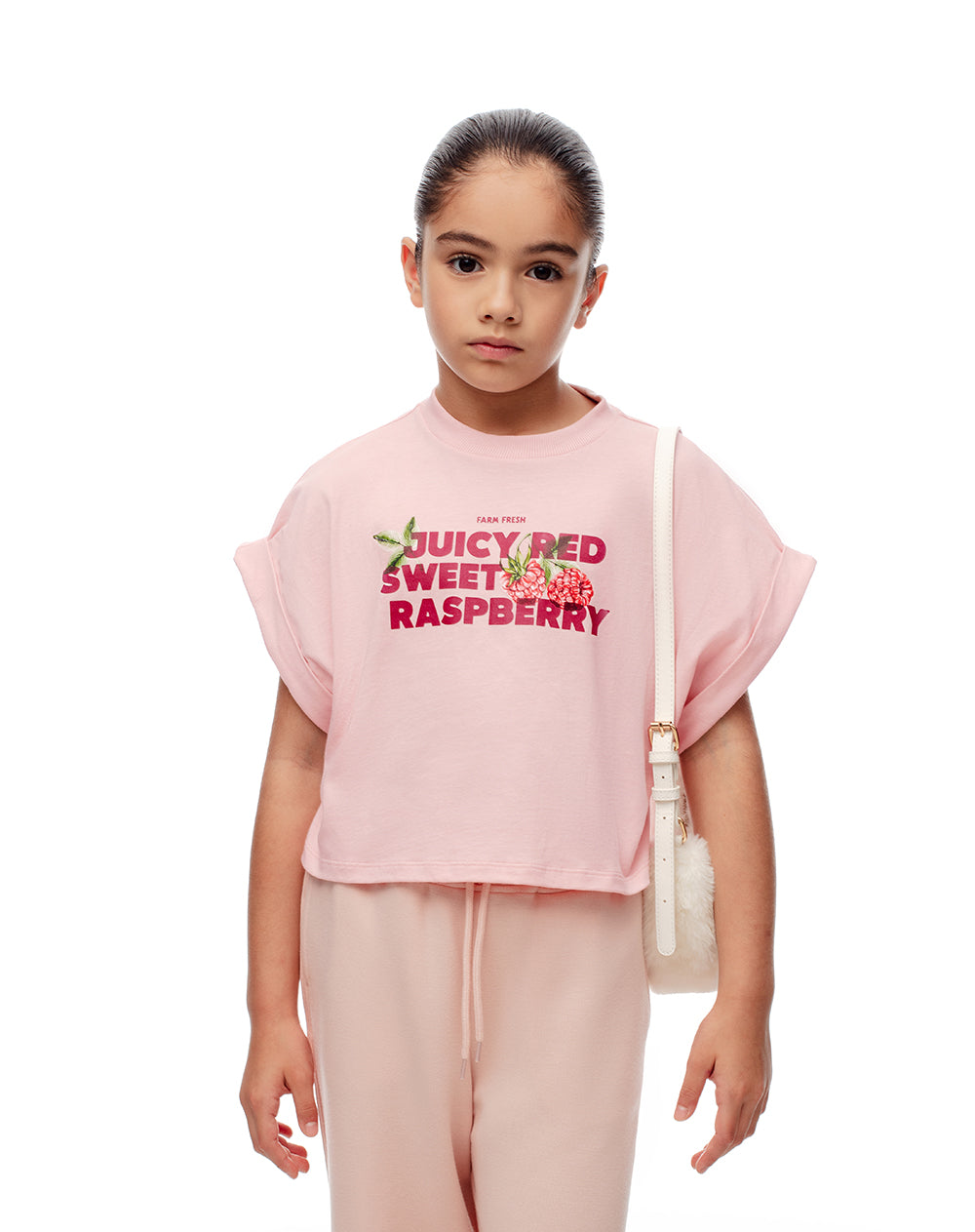 Camiseta regular algodón rosada niña