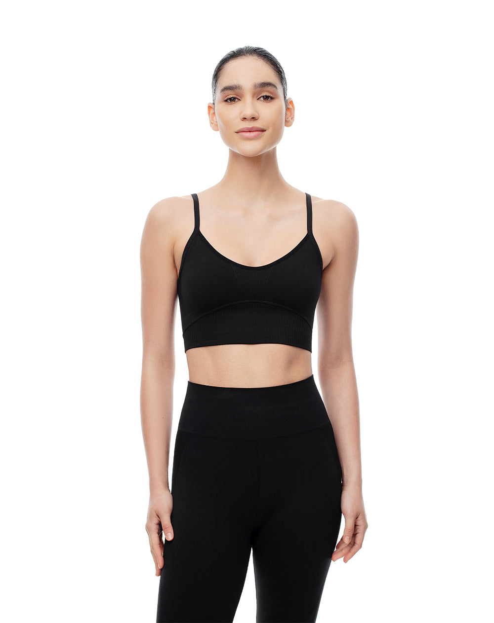 Top deportivo soporte medio seamless negro