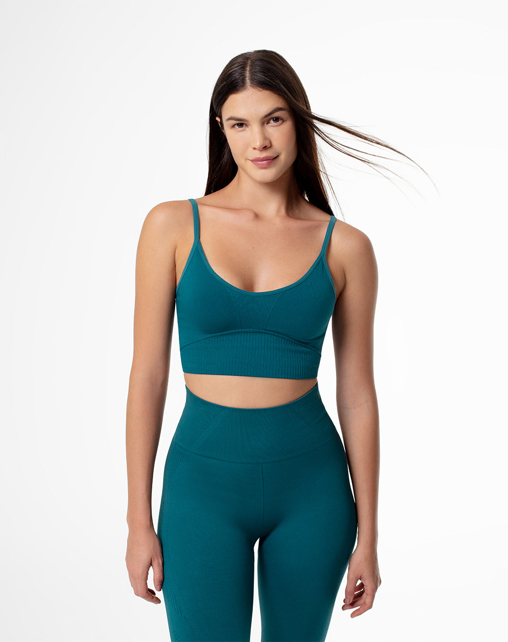 Top deportivo soporte medio seamless verde