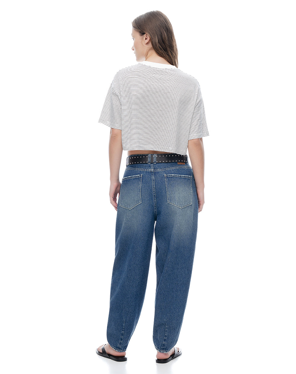 Camiseta crop regular algodón crudo estampada mujer