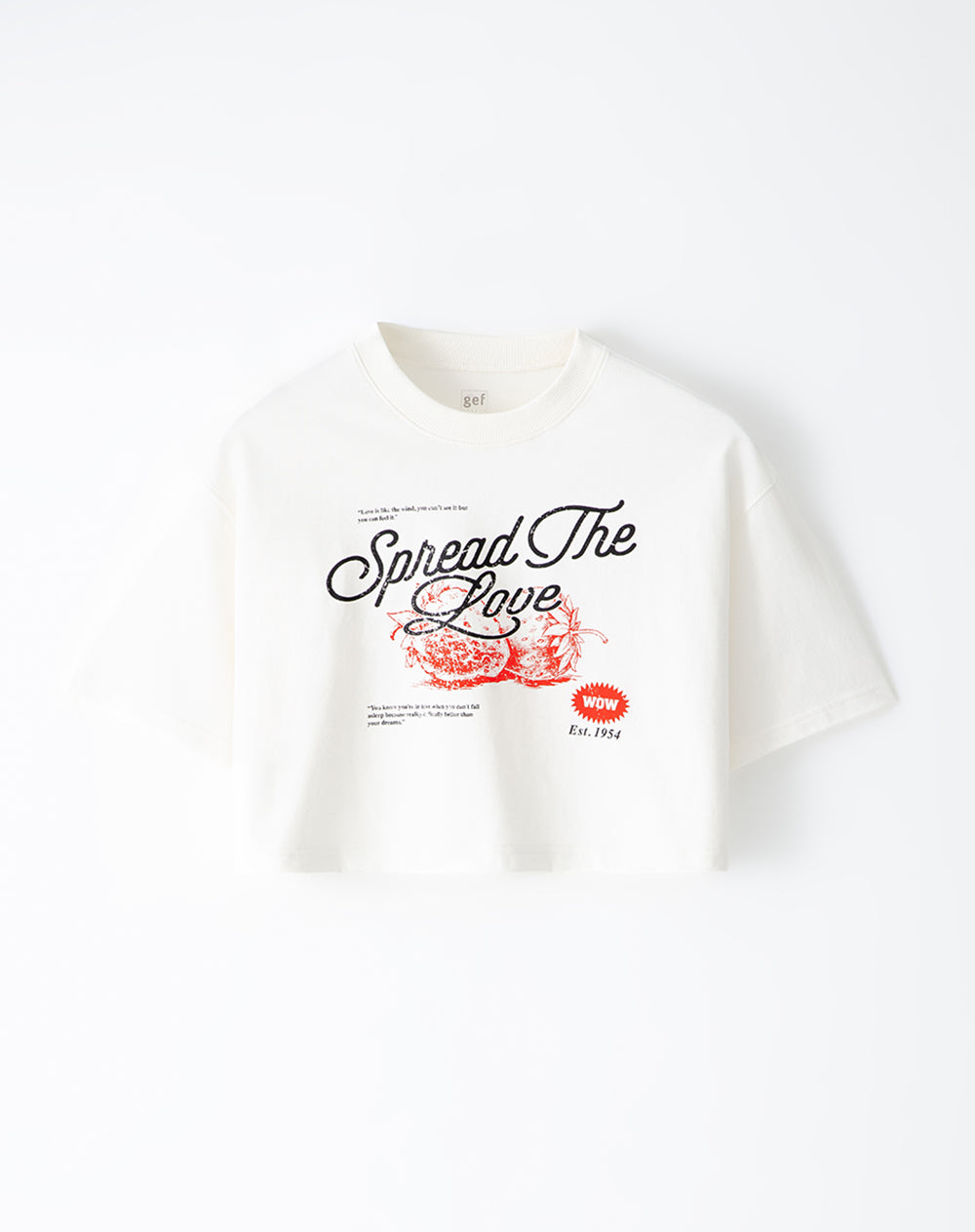 Camiseta crop regular algodón vainilla estampada mujer
